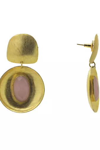 Designer gold plated light pink earring