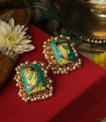 Hand-painted krishna gold plated studs