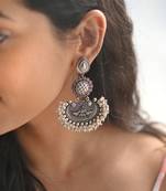 Silver plated handcrafted beads designer earring
