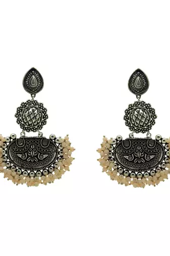 Silver plated handcrafted beads designer earring