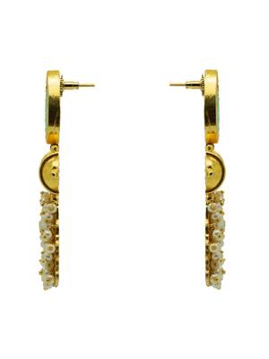 Gold plated unique craving stone designer earring 3