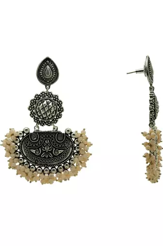 Silver plated handcrafted beads designer earring