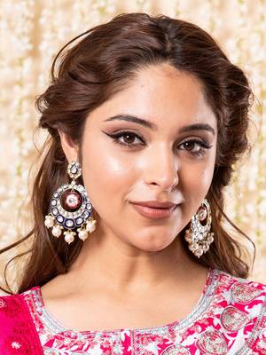Traditional kundan royal-blue floral chandbali 1
