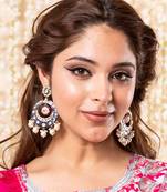 Traditional kundan royal-blue floral chandbali