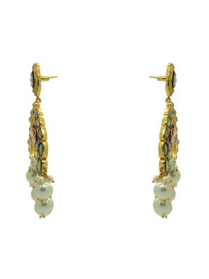 Traditional kundan royal-blue floral chandbali 4