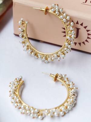 Stylish simple gold plated pearl bali 1
