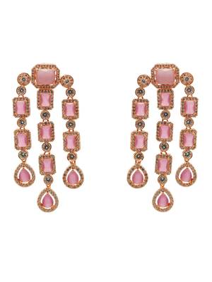 Designer rose-plated pink stone earring 3