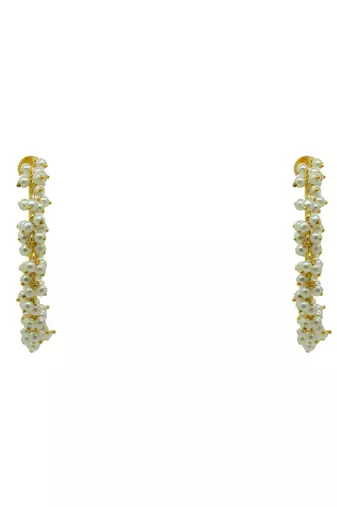 Stylish simple gold plated pearl bali