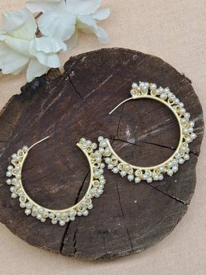 Stylish simple gold plated pearl bali 3