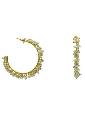 Stylish simple gold plated pearl bali 4