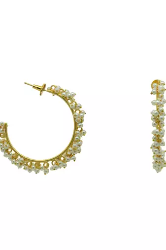 Stylish simple gold plated pearl bali