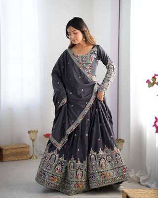 Silk Black embroidered Lehenga Choli Set 1