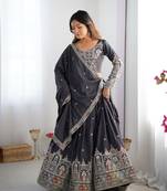 Silk Black embroidered Lehenga Choli Set