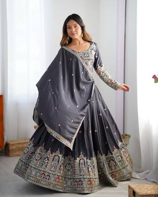 Silk Black embroidered Lehenga Choli Set 3