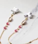 Pink beads with shells spectacles/air pods chain