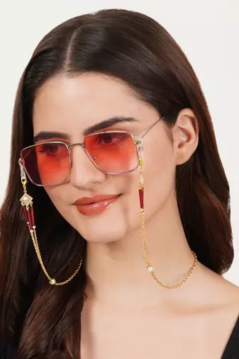 Red glass tube spectacles/air pods chain