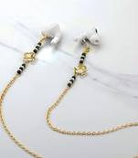 Golden flower with green beads spectacles/air pods chain