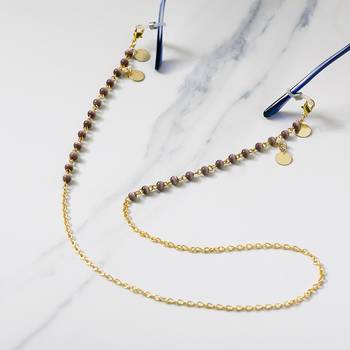 Lavender beads with golden coins spectacles/air pods chain 1