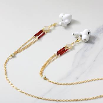 Red glass tube spectacles/air pods chain 3