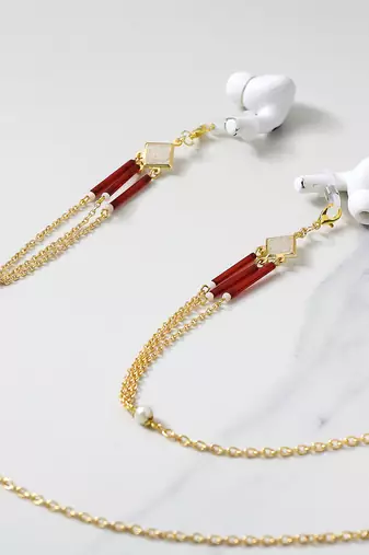 Red glass tube spectacles/air pods chain