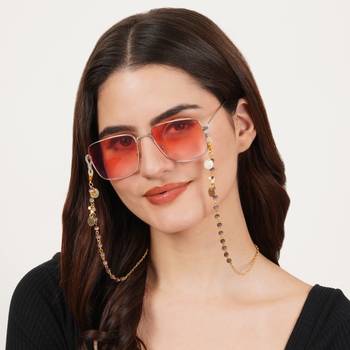 Lavender beads with golden coins spectacles/air pods chain 2