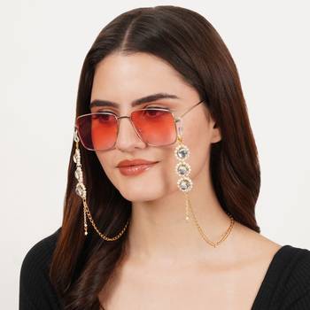 Kundan & white beads spectacles/air pods chain 2