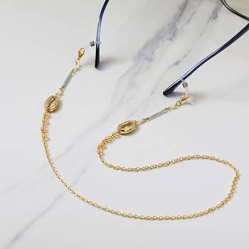 Blue glass tube evil eye shell spectacles/air pods chain 1