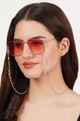 Blue glass tube evil eye shell spectacles/air pods chain
