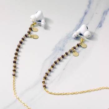 Lavender beads with golden coins spectacles/air pods chain 3