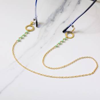 Green beads with golden ring spectacles/air pods chain 1