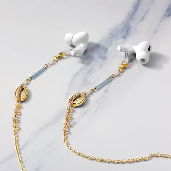 Blue glass tube evil eye shell spectacles/air pods chain 3