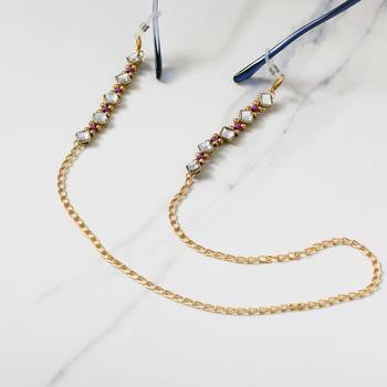 Kundan & purple beads spectacles/air pods chain 1