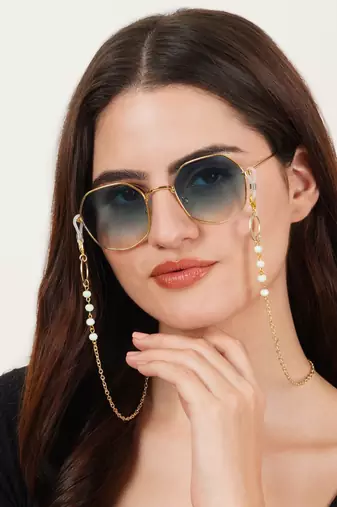 Green beads with golden ring spectacles/air pods chain