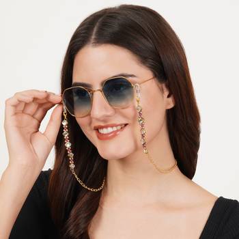 Kundan & purple beads spectacles/air pods chain 2