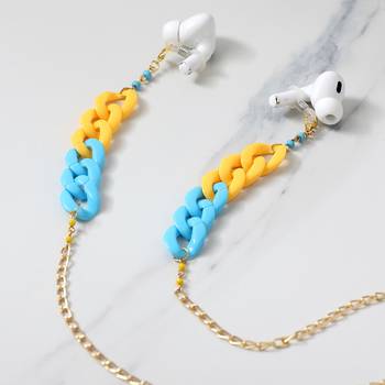 Minion theme blue & yellow spectacles/air pods chain 3