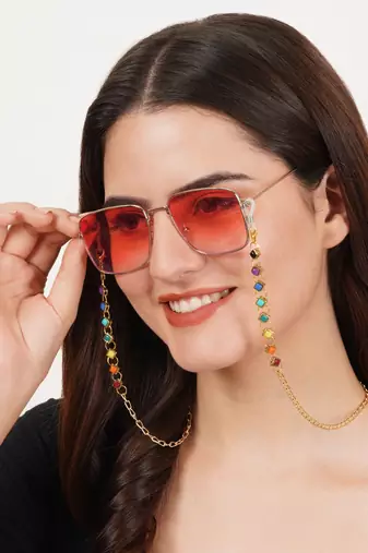 Multicolor rainbow spectacles/air pods chain