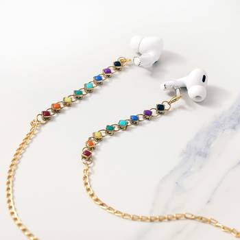 Multicolor rainbow spectacles/air pods chain 3