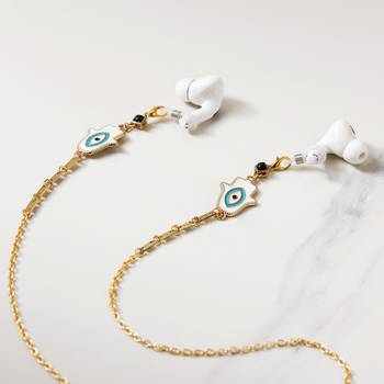 Hamsa evil eye spectacles/air pods chain 3