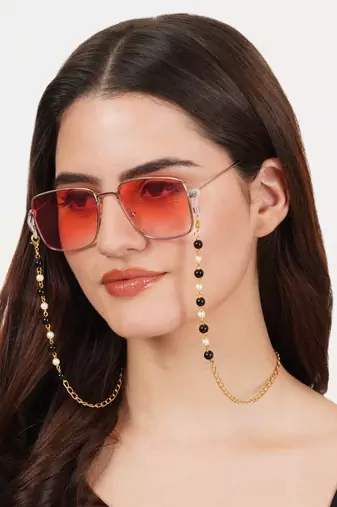 Black & white beads monochrome spectacles/air pods chain