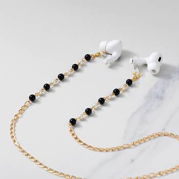 Black & white beads monochrome spectacles/air pods chain 3