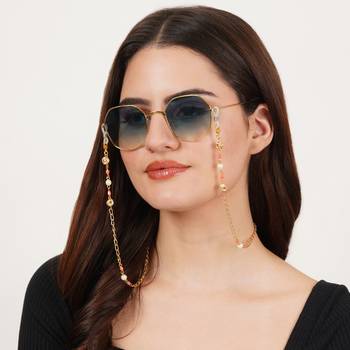Pretty peach with golden mesh spectacles/air pods chain 2