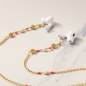 Pretty peach with golden mesh spectacles/air pods chain 3