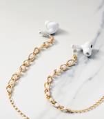 White pearls with gloden links spectacles/air pods chain