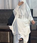 plain crepe white jilbab