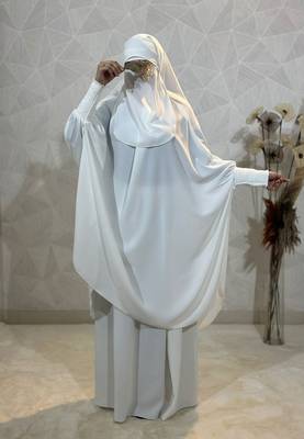plain crepe white jilbab 2