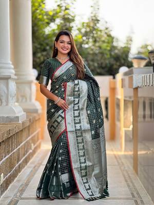 Green Color Soft Silk blend Designer saree 1
