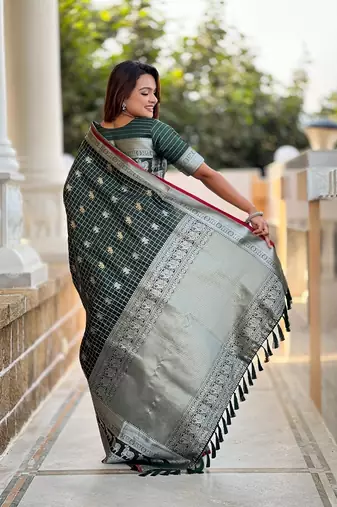 Green Color Soft Silk blend Designer saree