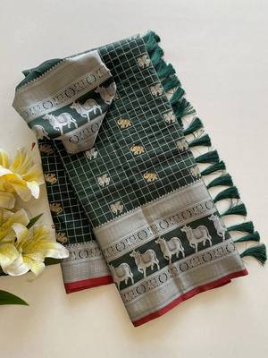 Green Color Soft Silk blend Designer saree 5