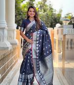 Navy Blue Soft Silk blend Designer saree