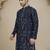 Blue embroidered silk blend kurtas for men